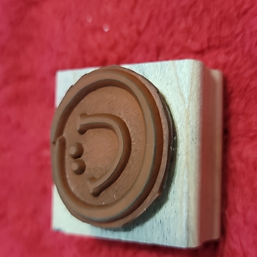 Smiley Face Wooden Rubber Stamp